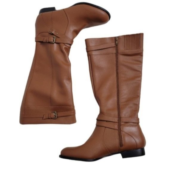 Comfortview The Janis Brown Leather Wide Calf Boots NEW - Picture 3 of 10